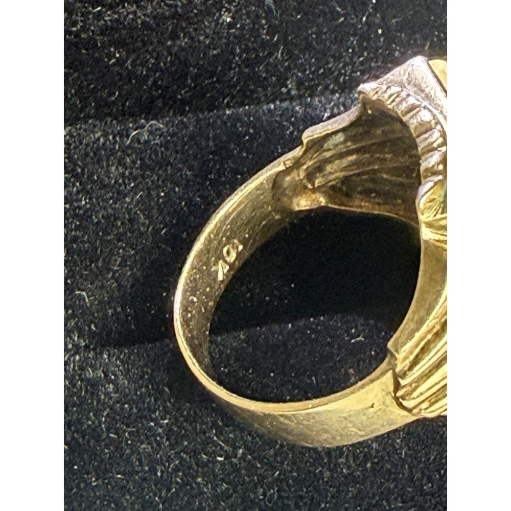 Vintage 10K Yellow Gold Tiger Eye Roman Warrior Cameo Intaglio Ring Sz 7 6g - Picture 4 of 10